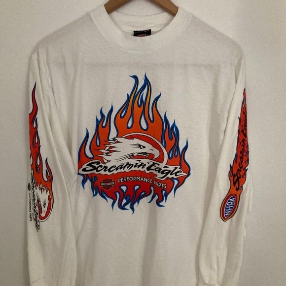Vtg Harley Davidson Screamin Eagle NHRA Shirt Mens M Biker Flames Racing - Picture 2 of 9